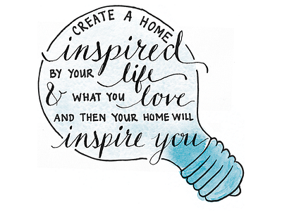 Inspired Life calligraphy illustration inspired light bulb watercolor