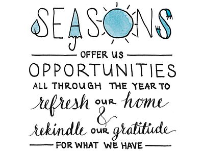 Seasons calligraphy hand drawn lettering seasons watercolor