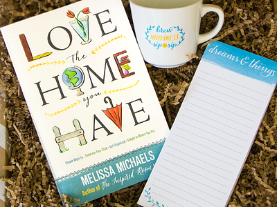 Love the Home You Have Promo calligraphy coffee mug notepad promo watercolor