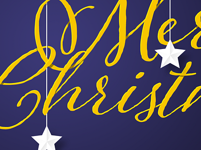 Christmas card close up card christmas light merry script stars