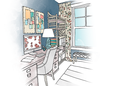 Office illustrated book illustration inspired room pen photoshop