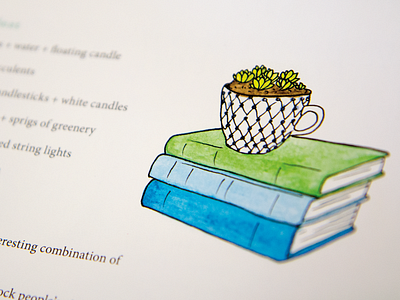 a centerpiece book illustration inspired room mug succulent watercolor