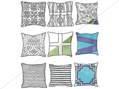 Coloring book: pillows book coloring illustration