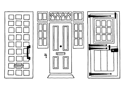 Doors, doors, doors coloring book doors illustration pen