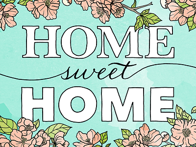Home Sweet Home coloring book illustration quote watercolor