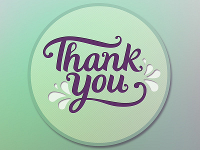 Thank You Card circular green lettering purple script typography