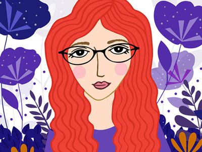 Redhead Garden Girl gardem girl illustration purple redhead redhead girl