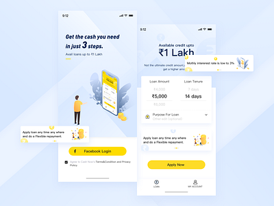 Financial blue design illustration pages ui yellow