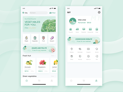 Fresh mall 2019 app branding design fresh green icon mall ui