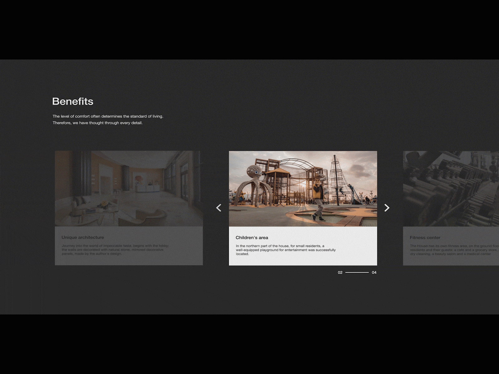 Slider for Website after effects animation dark estate landing page minimal ui website