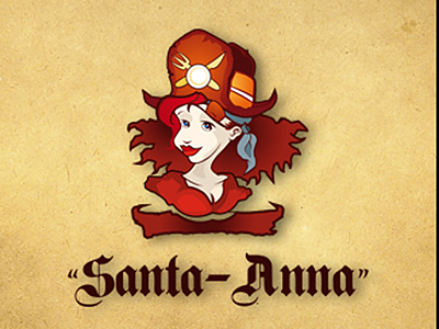 Santa Anna / Pirate Restaurant entertainment event food logo pirate restaurant santa anna vintage