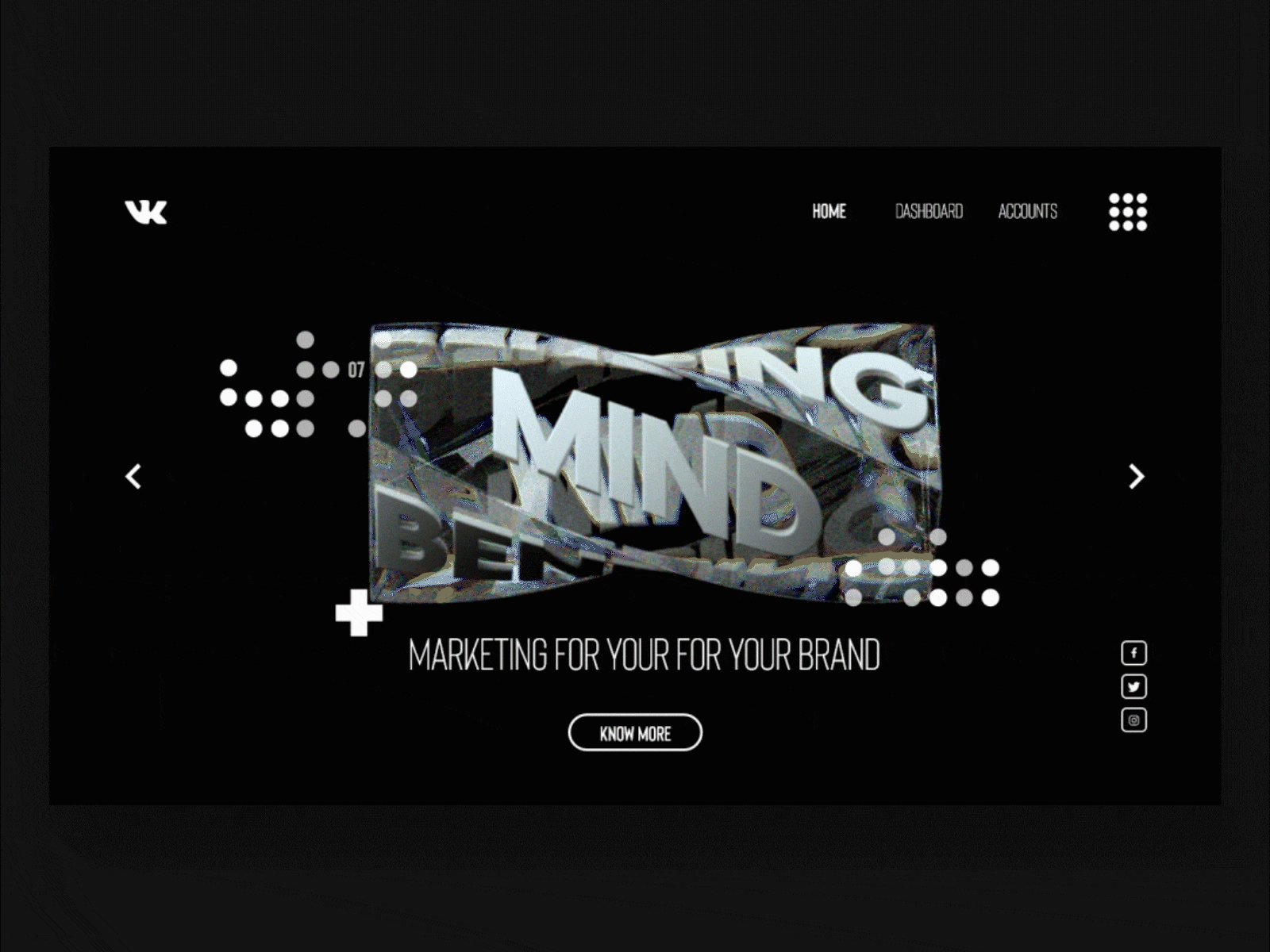 Mind Bending Landing Page 3d animation cinema4d kinetic type kinetictypography landing page design octane octane render typogaphy typographic webdesign website design