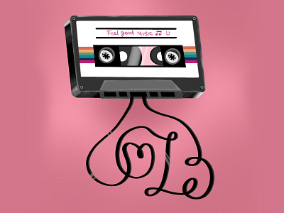 Feel Good Music :) cassette creativepeddler digital art dribbble graphic design happy illustration ipad minimal music old days procreate song tape