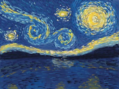 Starry Night creativepeddler digital art graphic design illustration ipad night painting procreate starry night van gogh