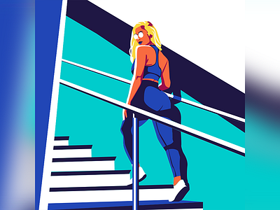 Fitness Stairs branding design fashion fitness flat graphic illustration inspiration sexy sports ui vector web