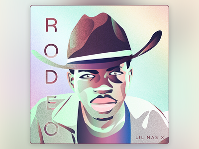 Lil nas portrait card country flat illustration music portrait rap rodeo ui vector
