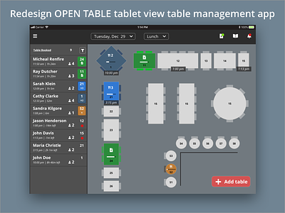 Redesign OPENTABLE.com table management app. app design icon illustration illustrator sketch typography ui ux vector web