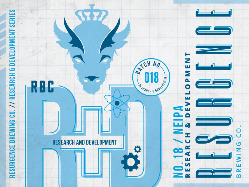 Resurgence R+D Experimental Labels atom beer buffalo can experiment gears grid label notes nucleus science small batch