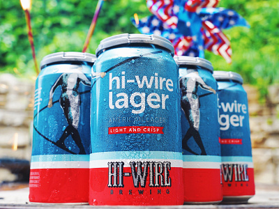 Hi-Wire Lager america american asheville beer blue can classic independance day lager packaging patriotic red usa white