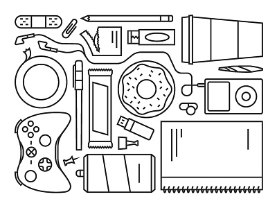 The Essentials of College beer coffee college earbuds essentials of food illustration ipod line pen pencil simple