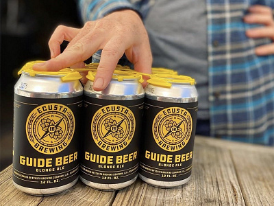 Ecusta Brewing Guide Beer app state badge beer black can guide label nc outdoors yellow