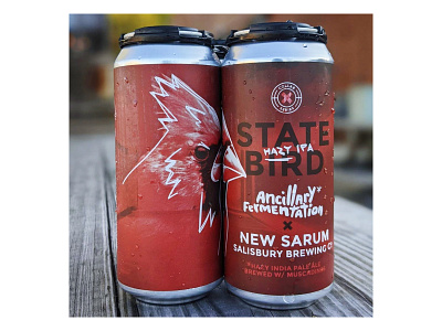 State Bird Hazy IPA can label beer beer label bird can cardinal collab grapes hazy ipa muscadine state