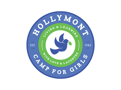 Camp Hollymont Logo badge bird circle dove girls camp holly leaf logo preppy summer camp