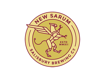 New Sarum Alternate Logo | Oh Beautiful Beer beer branding brewery griffin gryphon logo oh beautiful beer salisbury wings