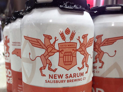 New Sarum | The Dieline beer can griffin gryphon north carolina packaging shield the dieline