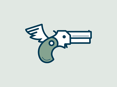 Flying Gun derringer gun icon illustration wings
