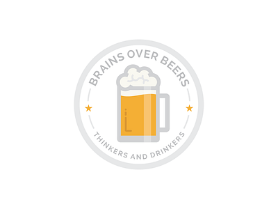 Brains Over Beers Logo beer brain foam icon illustration logo mug simple stars