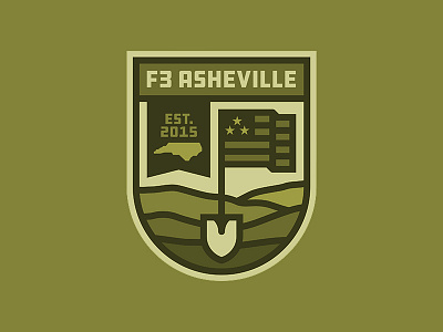 F3 Asheville Badge asheville badge ddc hardware f3 logo military mountains north carolina shovel flag