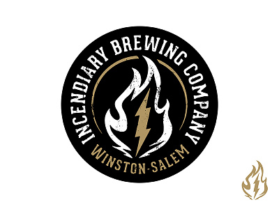 Incendiary Brewing Co. Alternate Logo badge beer branding brewery custom type fire flame icon illustration lightning logo typography