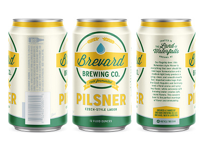 Brevard Brewing Co. Pilsner beer bold can classic clean direct print retro simple