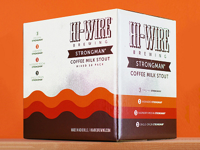 Hi-Wire Strongman 12pk 12 pack asheville beer packaging retro thick lines