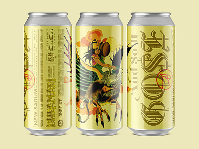 And So It Gose asheville beer blackletter blkltr can gold illustration packaging