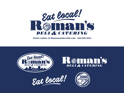 Roman's Branding asheville branding catering deli eat local logo oldschool sandwhich