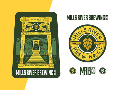 MRB Co. Branding badge beer branding brewery bridge hop illustration logo mountains outdoors responsive wood
