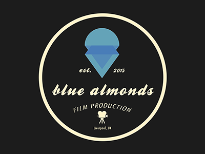 Blue Almond Films abstract blue contemporary cream cursive film logo production company video
