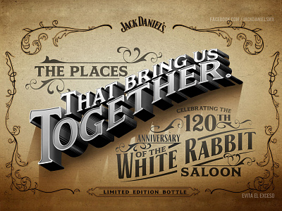 White Rabbit Saloon daniels jack lettering whiskey