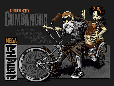 La Cumbancha, para Mega rides adobe illustrator bicycle caguama caguama cholo etching illustration roshy master roshy master