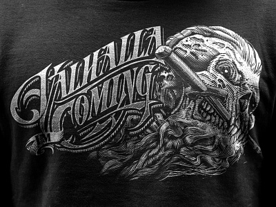 Valhalla I'm comming adobe illustrator etching illustration skull t shirt viking