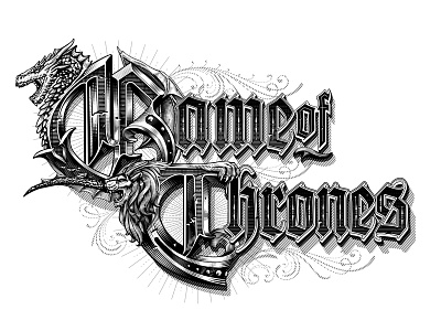 Game of Thrones fan art dragons etching game of thrones illustration lettering type