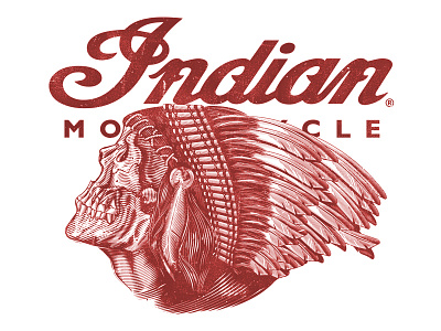 Indian Motorcycle T shirt design etching illustration skull t shirt vector