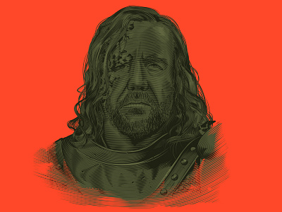 The Hound etching game of thrones illustration portrait