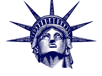 Lady Liberty etching illustration liberty portrait statue