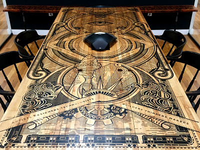 Vault 49 NY, conference table illustration screen printing table