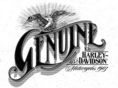 Genuine harley davidson illustration motoclub motorcycle