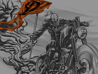 Detail adobe illustrator etching illustration motorcycles