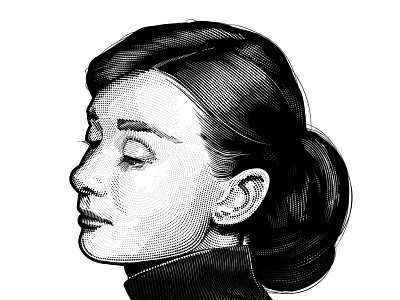 Audrey Hepburn hedcut portrait vector